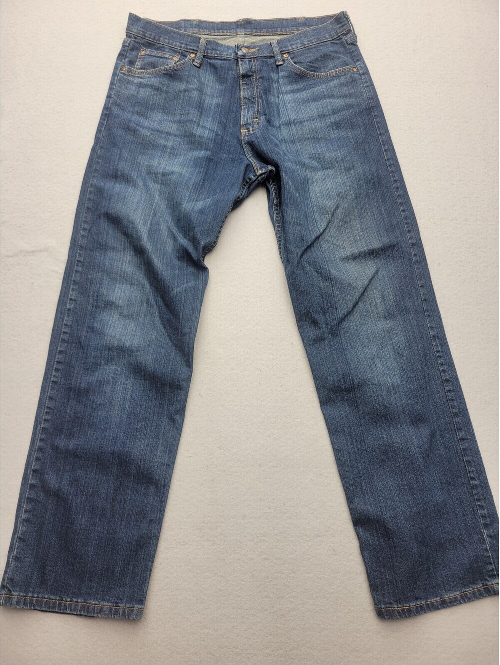 Wrangler Men's Jeans 34x30 Blue Straight Regular Knit Cotton Blend Dark